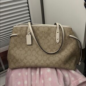Coach Beige Signature Tote